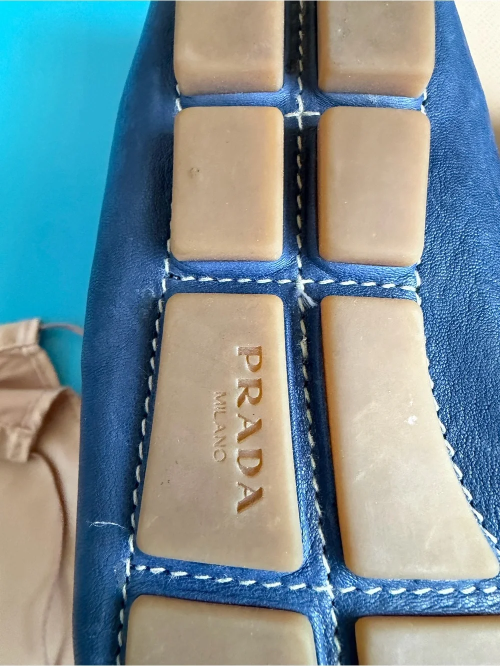 Prada Nappa Aviator Navy Leather Driving Loafers 37 - Picture 7 of 10